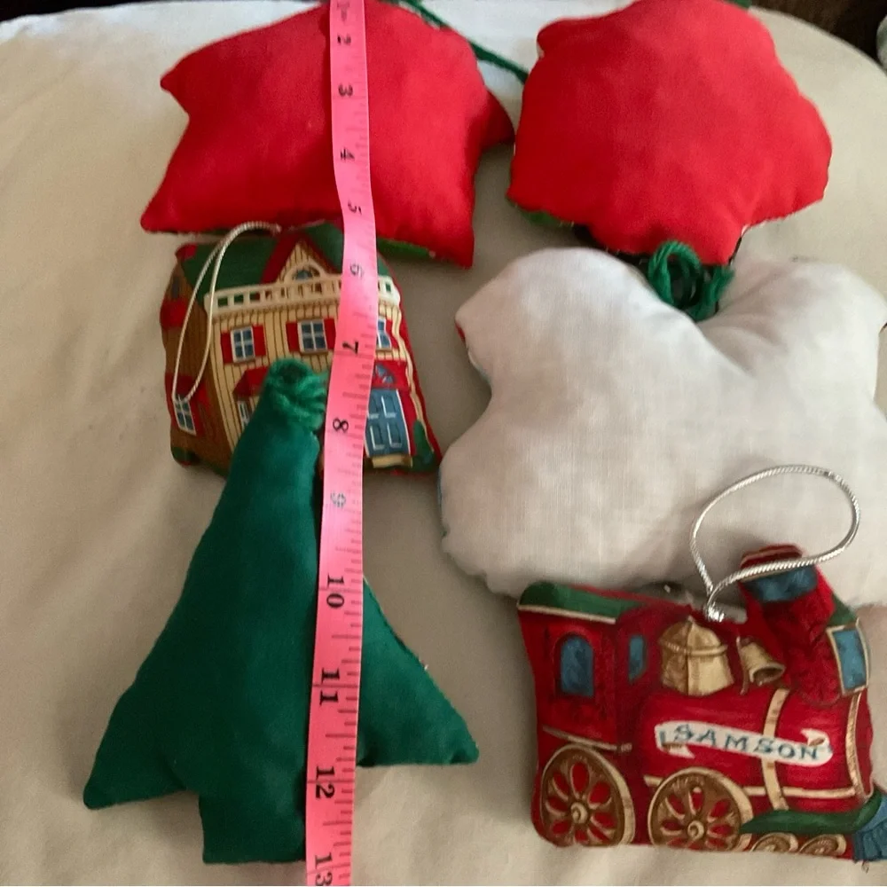 vintage stuffed handmade sewn christmas ornaments set of 6